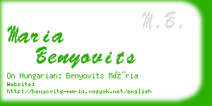 maria benyovits business card